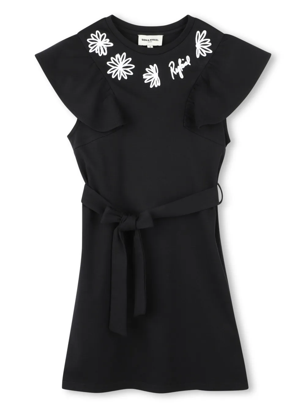 

Платье мини с вышитым логотипом SONIA RYKIEL ENFANT, черный