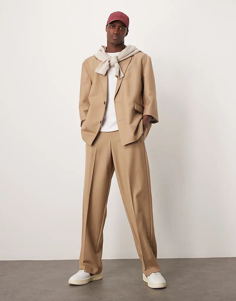 

Широкие брюки из льняной смеси ASOS DESIGN в песочном цвете