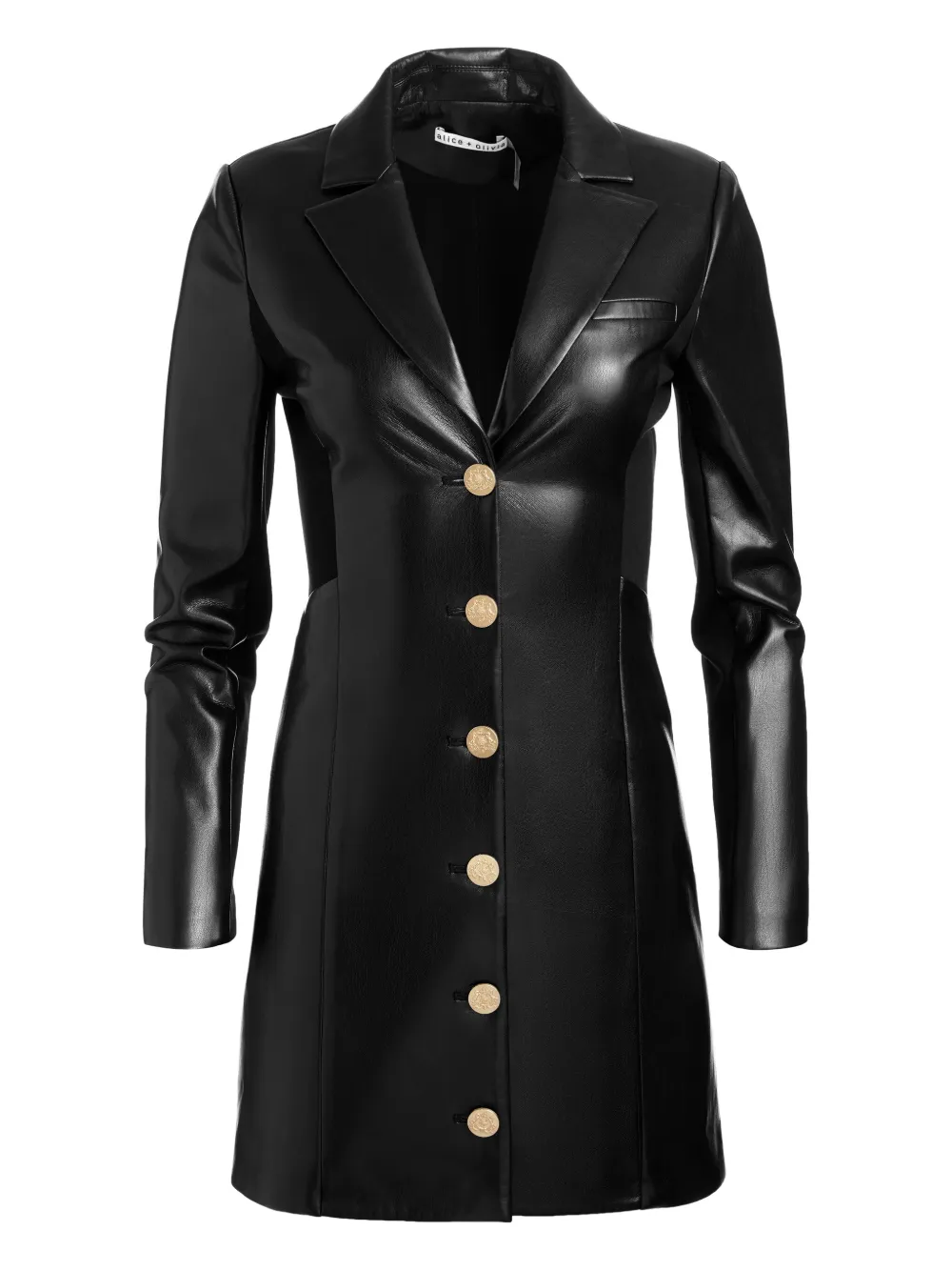 

Мини-платье Michelle на пуговицах спереди alice + olivia, черный