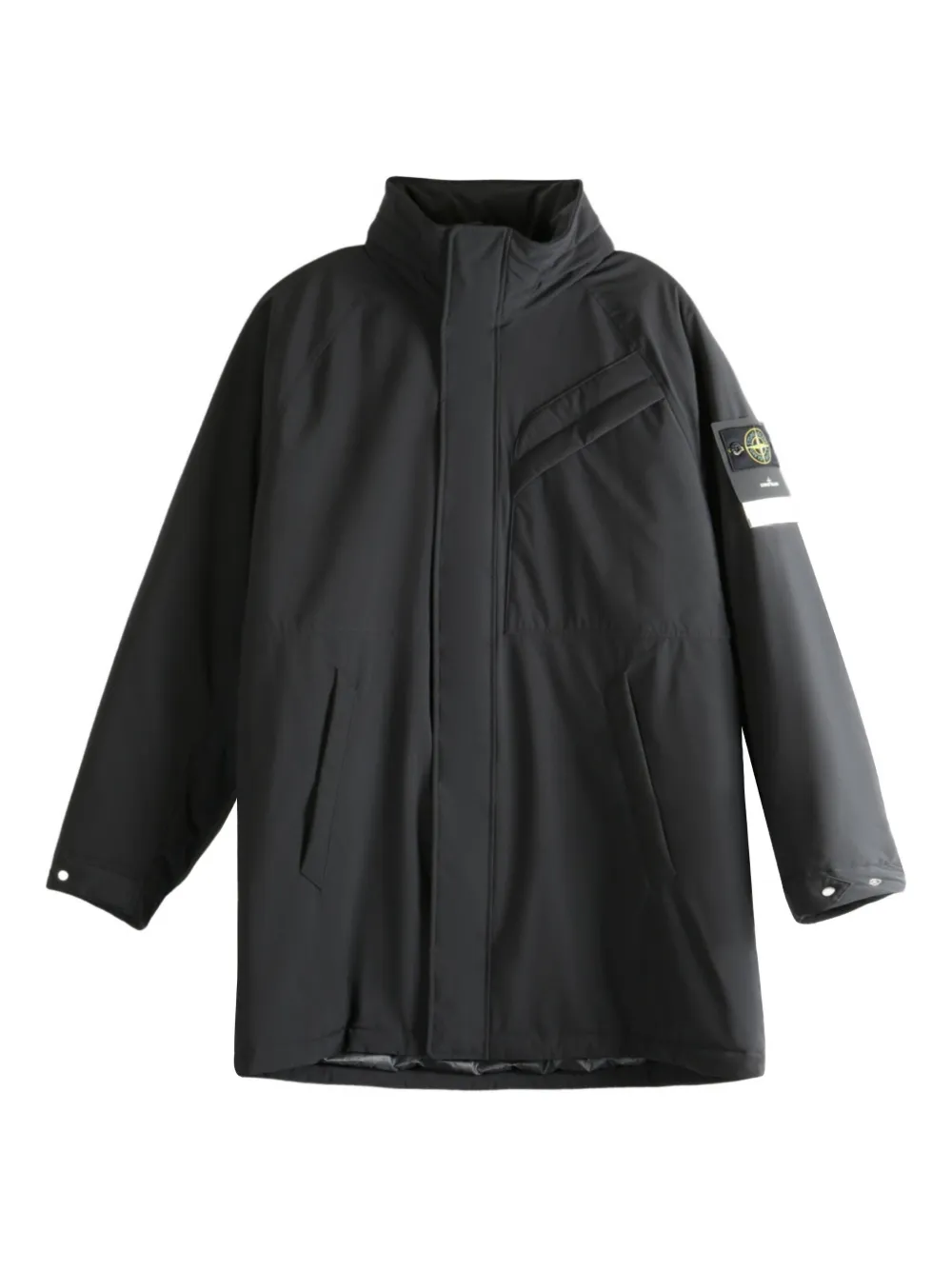 

Пальто с высоким воротом и накладными карманами Stone Island, черный