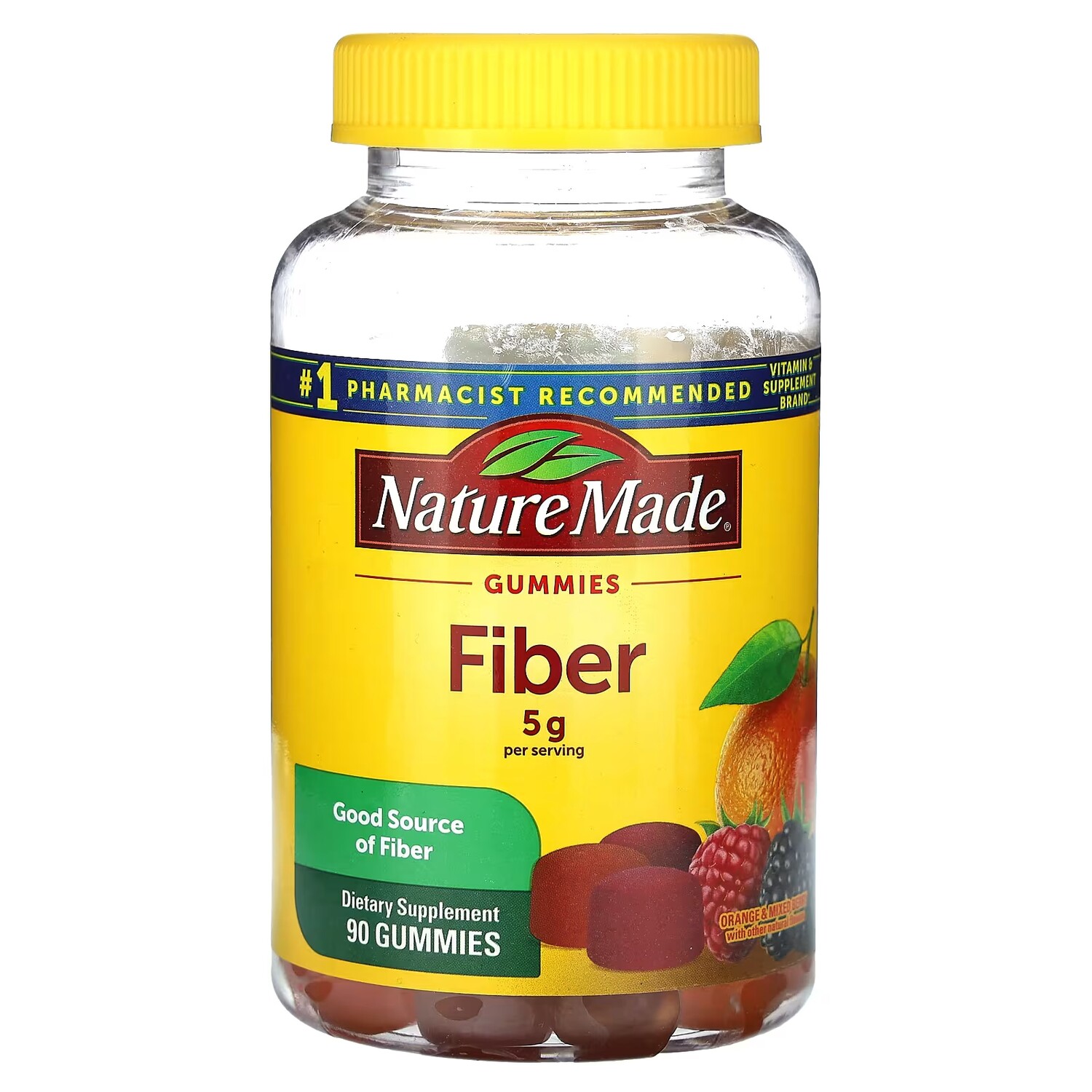 

Добавка Nature Made Fiber Gummies апельсин и ягодная смесь, 90 жевательных конфет