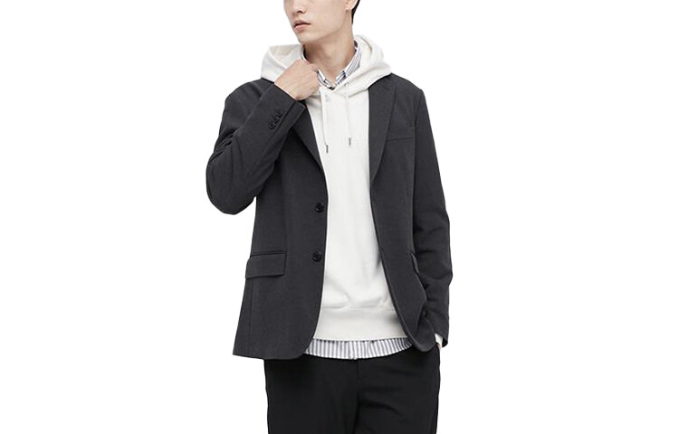 

Деловой костюм мужской темно-серый Uniqlo, темно-серый