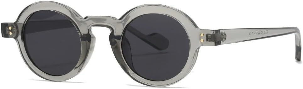 

Солнцезащитные очки в стиле панк с маленькой круглой оправой для женщин и мужчин, роскошные, винтажные, популярные, с заклепками, защита от УФ-излучения UV400 TYUVIVO, Gray Black