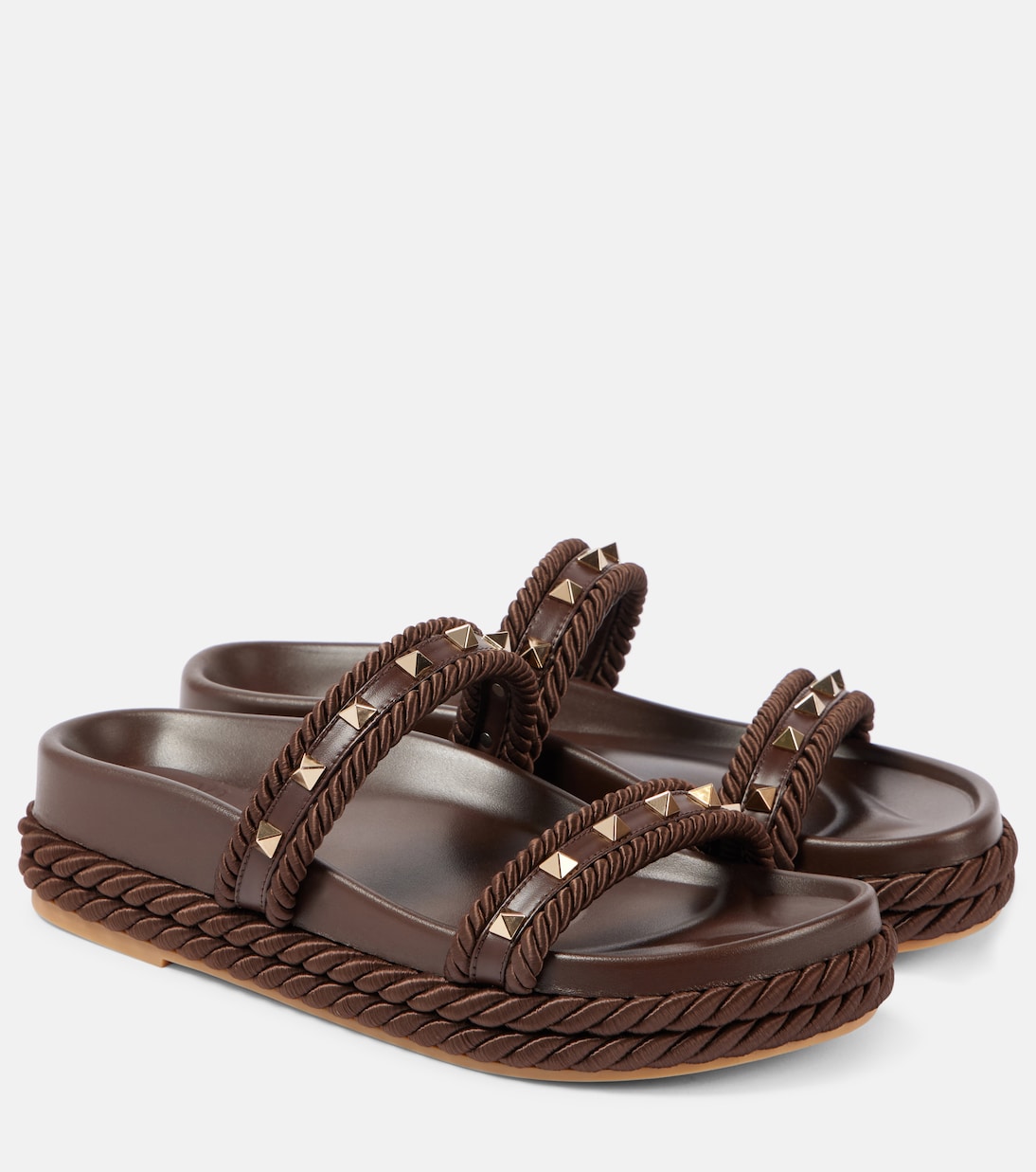 Сандалии Rockstud Torchon с кожаной отделкой Valentino Garavani, Fondant