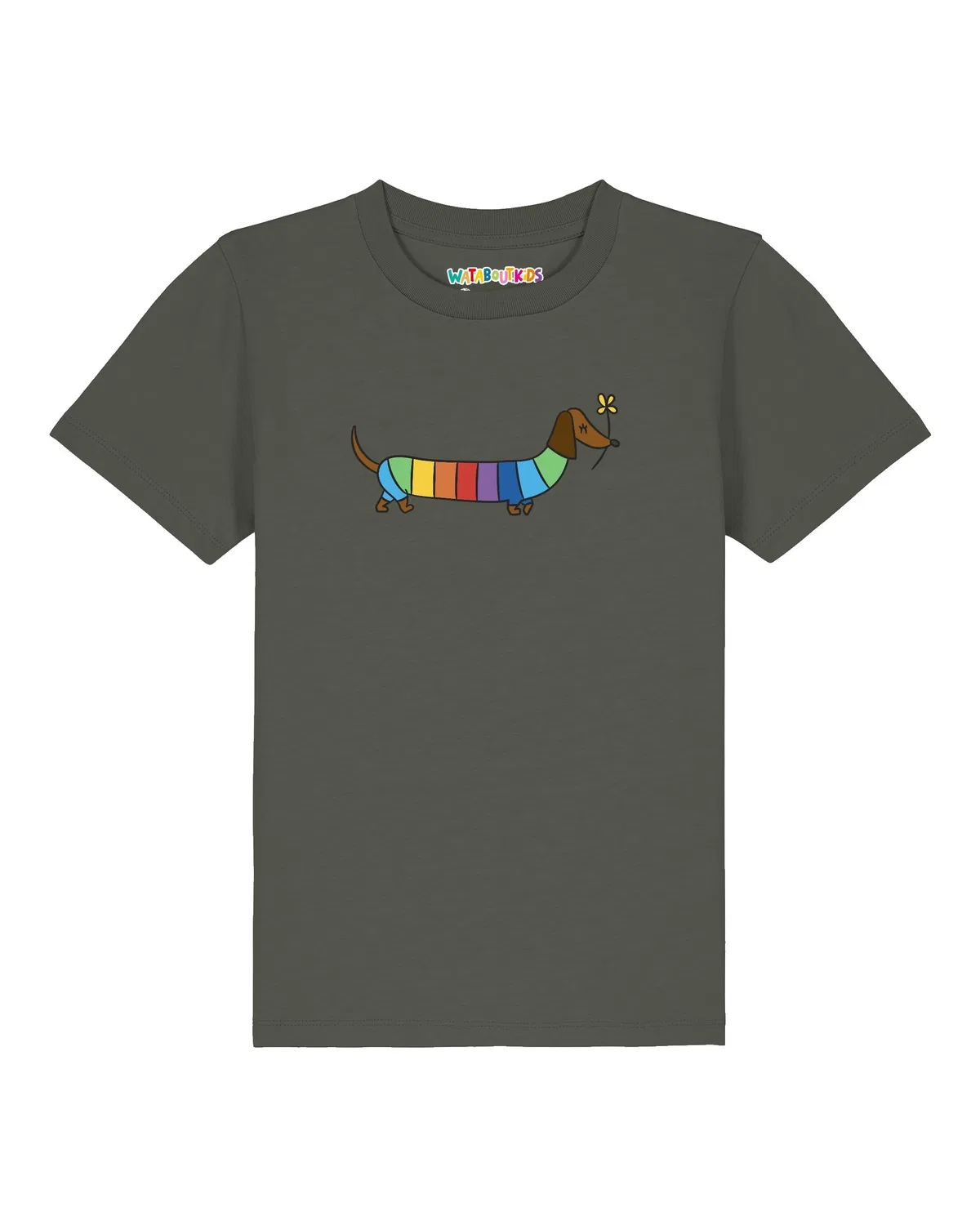Футболка с дакелем, Wat? Apparel, хаки — фото 2
