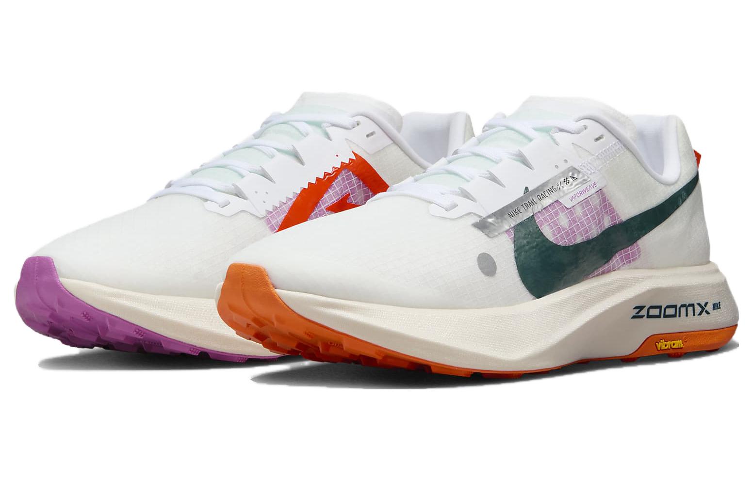 Nike ZoomX Ultrafly Trail белый с оранжевым и фиолетово-серым, цвет Gray — фото 3