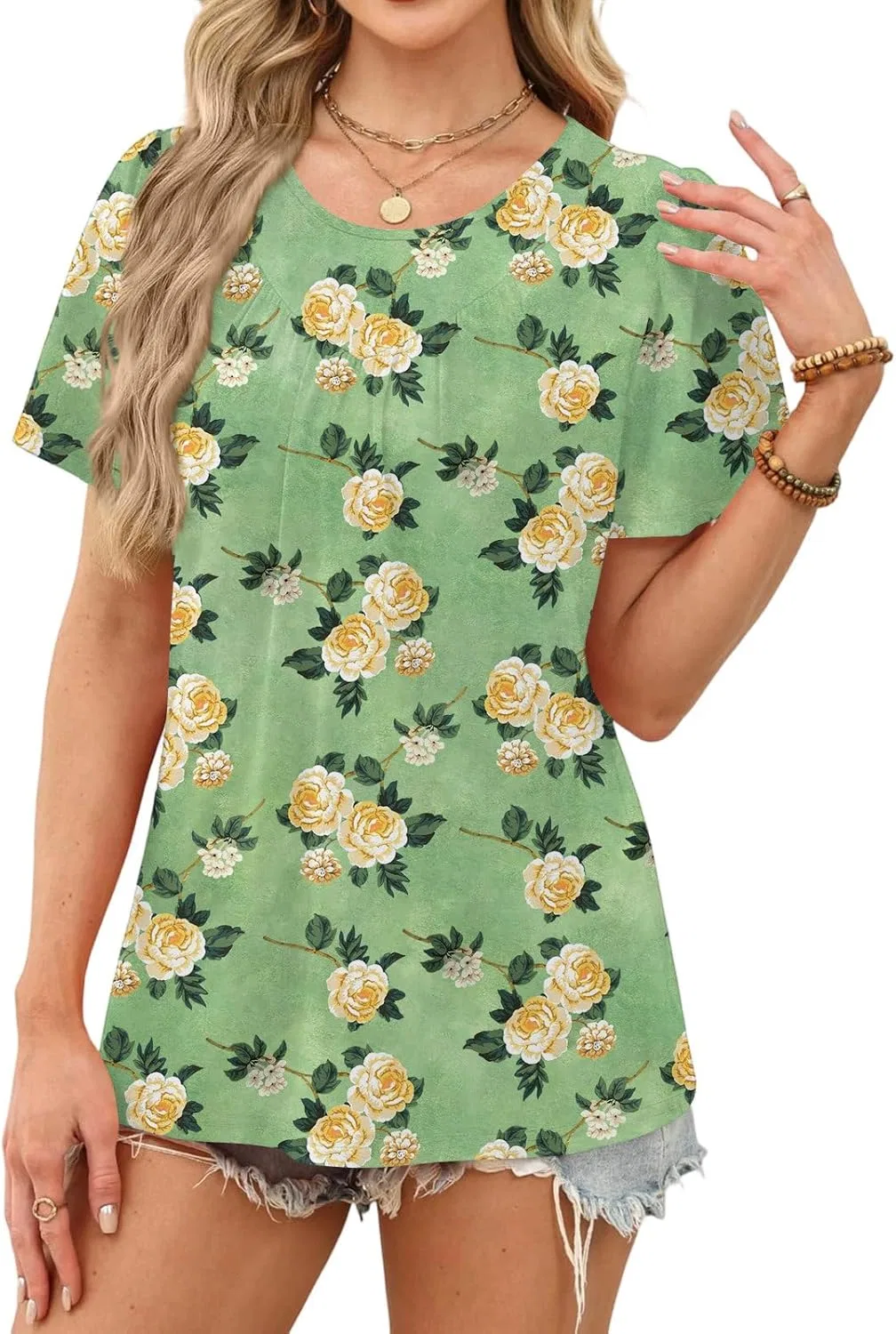 Футболка с принтом, женская, Casual, 2-green — фото 3