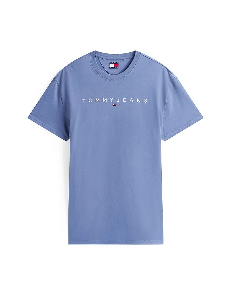 

Футболка Tommy Jeans с линейным логотипом светло-голубого цвета