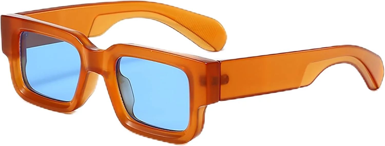 

Солнцезащитные очки в стиле ретро квадратной формы для женщин и мужчин. Модные солнцезащитные очки с толстой оправой и защитой от УФ-излучения OTICALA, Tea/Blue