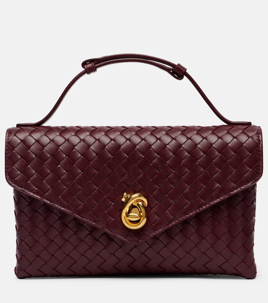 

Кожаная сумка через плечо с узловым замком Bottega Veneta, Barolo-M-Brass