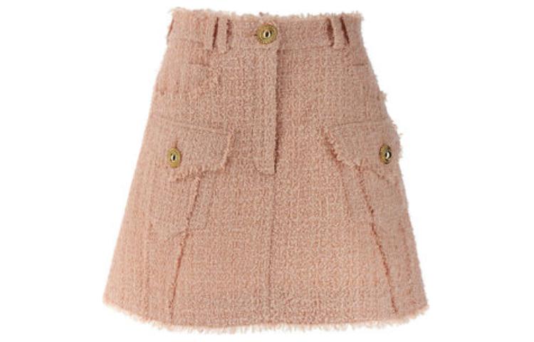 

Юбка из твида с бахромой по низу BALMAIN, розовый