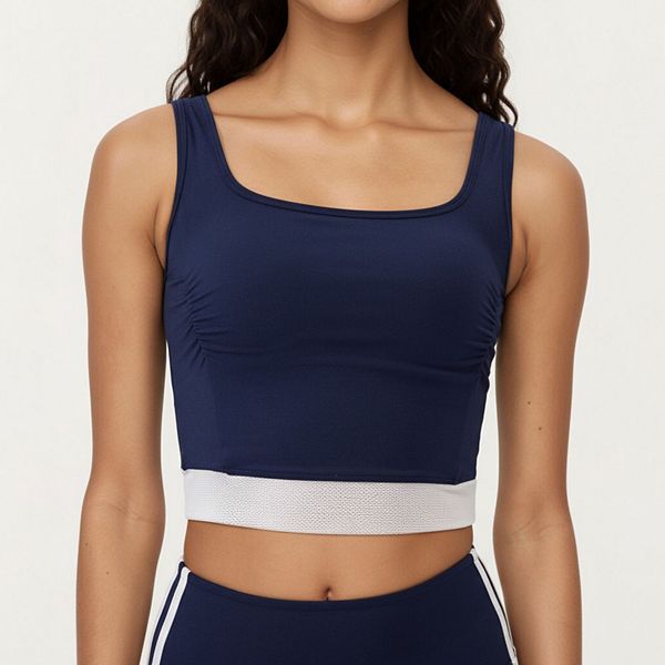 

Женский укороченный топ с квадратным вырезом и контрастной резинкой по низу Anna-Kaci, Navy