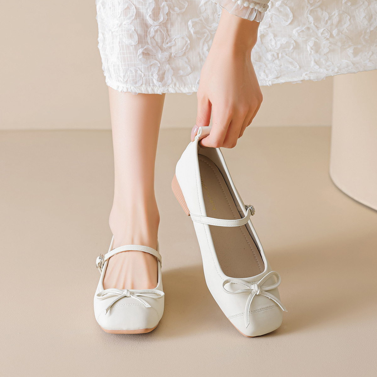 QITUMAUL Блок каблук Мэри Джейн туфли женские розовые, цвет Pink[Heel Height 2cm] — фото 4
