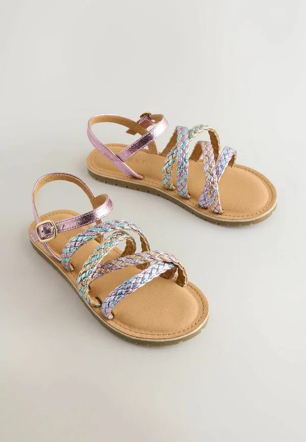 Сандалии с плетеными ремешками стандартного кроя Next, Pastel Metallic — фото 2