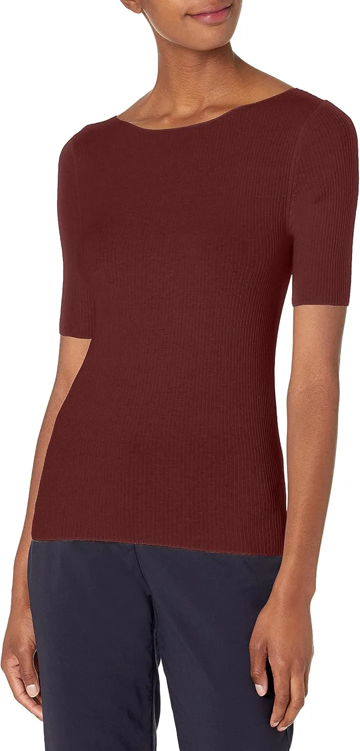 

Vince Женская Короткая Футболка с Ребристой Вязкой