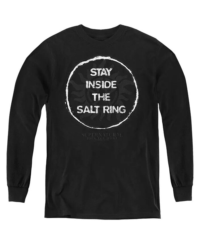 

Свитшот с длинным рукавом для мальчиков и молодежи Stay Inside The Salt Ring Supernatural, черный