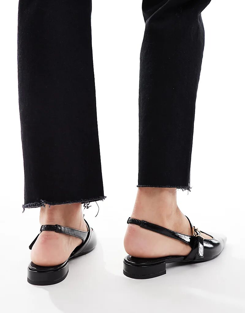 Туфли London Rebel Wide Fit Luna с открытым носком, черного цвета — фото 3