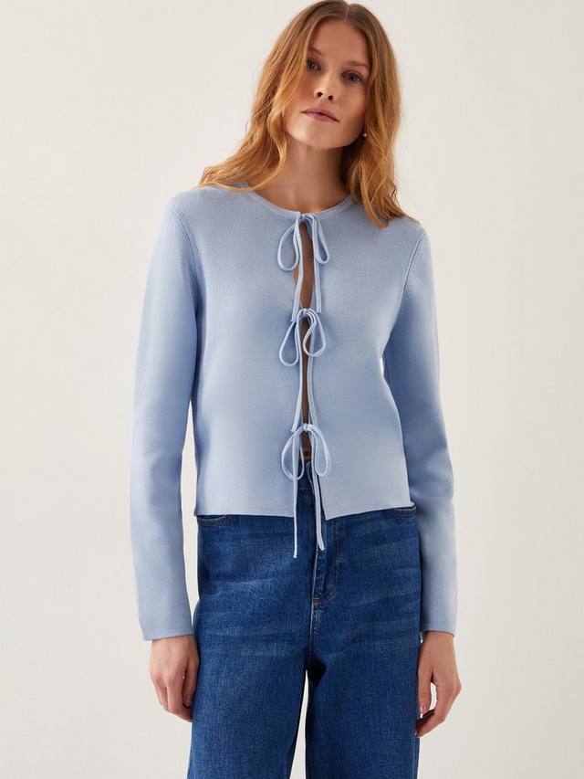 

Кардиган с тульским галстуком спереди Monsoon, цвет Pale Blue