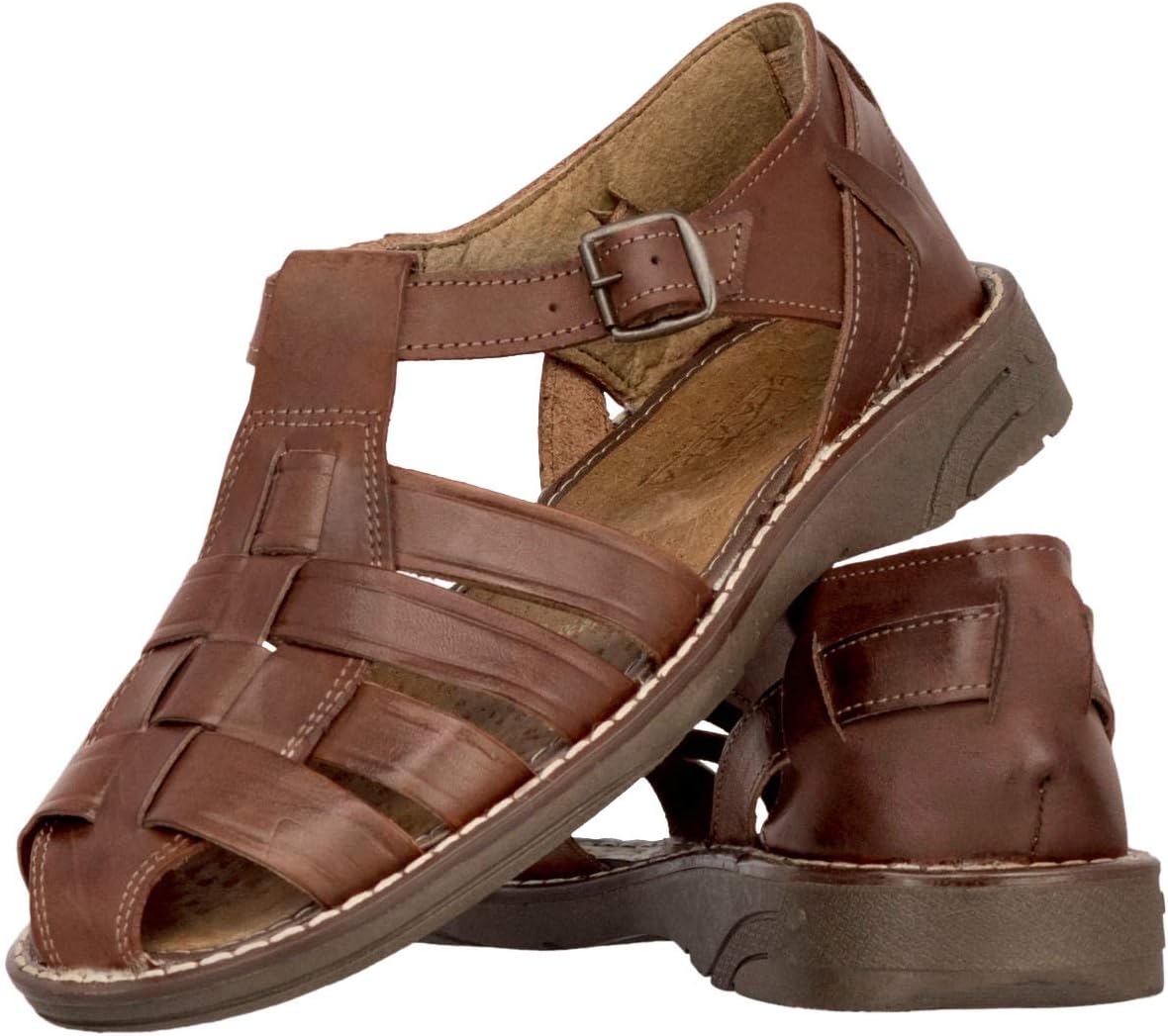 

Ковбойские профессиональные мужские сандалии 027 Cognac аутентичные мексиканские хуарачи из настоящей кожи с закрытым носком Cowboy Professional, Chedron