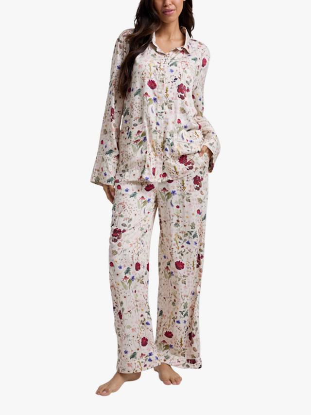 

Комплект пижамы Evie из сатина с цветочным принтом Lily and Lionel, Cream