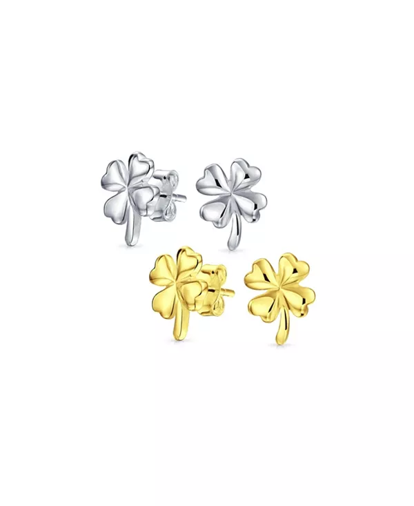 

Набор из 2 серег-гвоздиков с ирландским клевером, позолоченных, серебряных, с подвесками ко Дню Святого Патрика Bling Jewelry, gold-silver