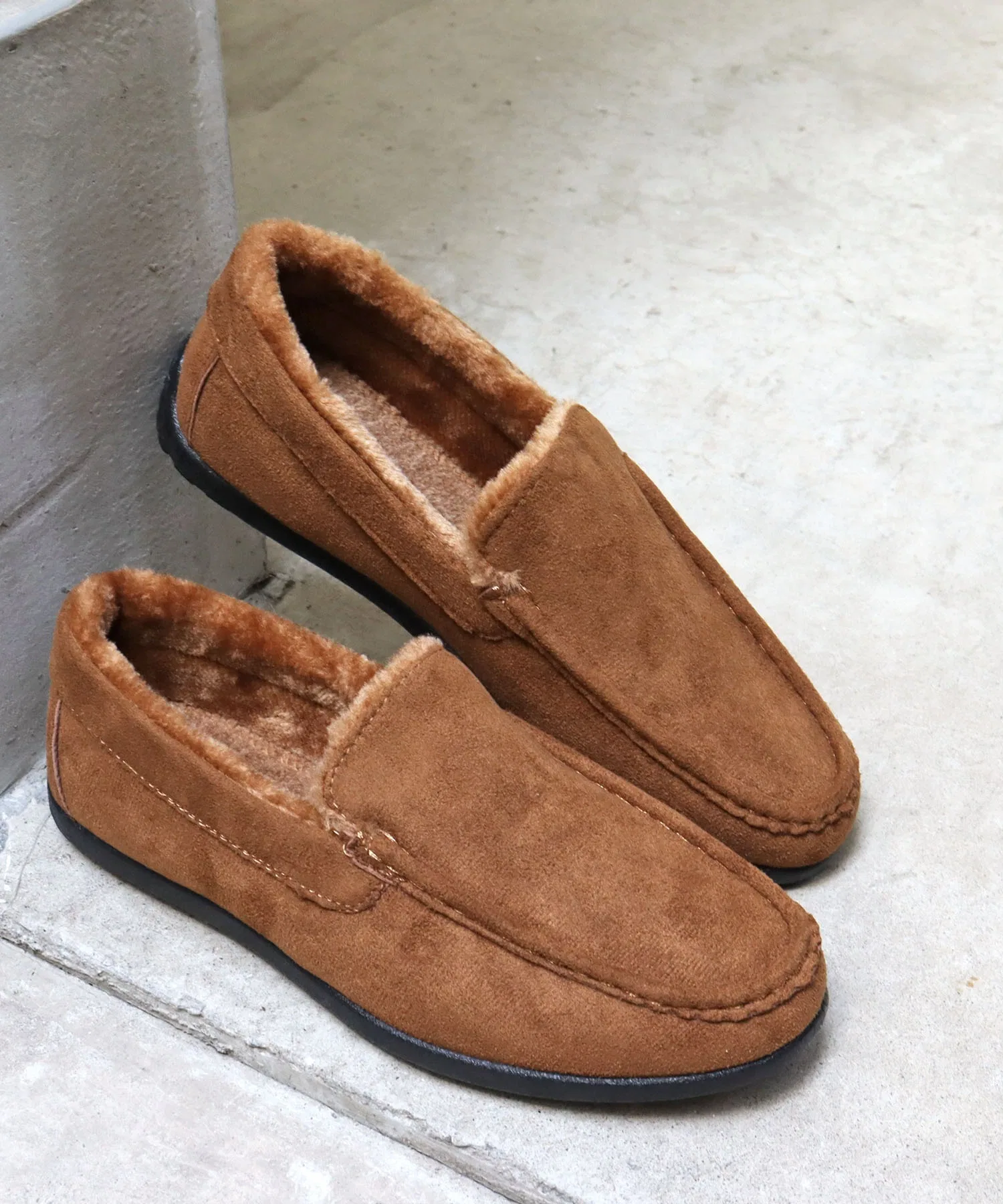 Унисекс мокасины из искусственной замши AAA+ 2395 коричневые