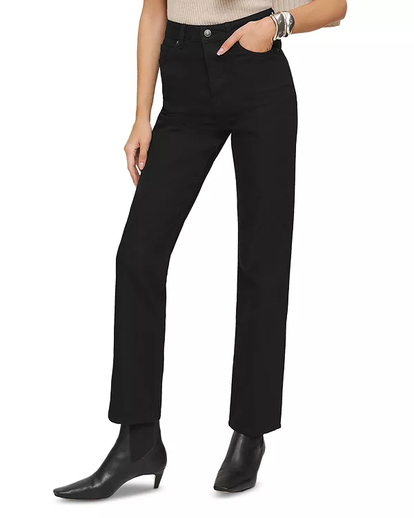 

Джинсы прямые с высокой посадкой Synthia черного цвета Reformation, черный