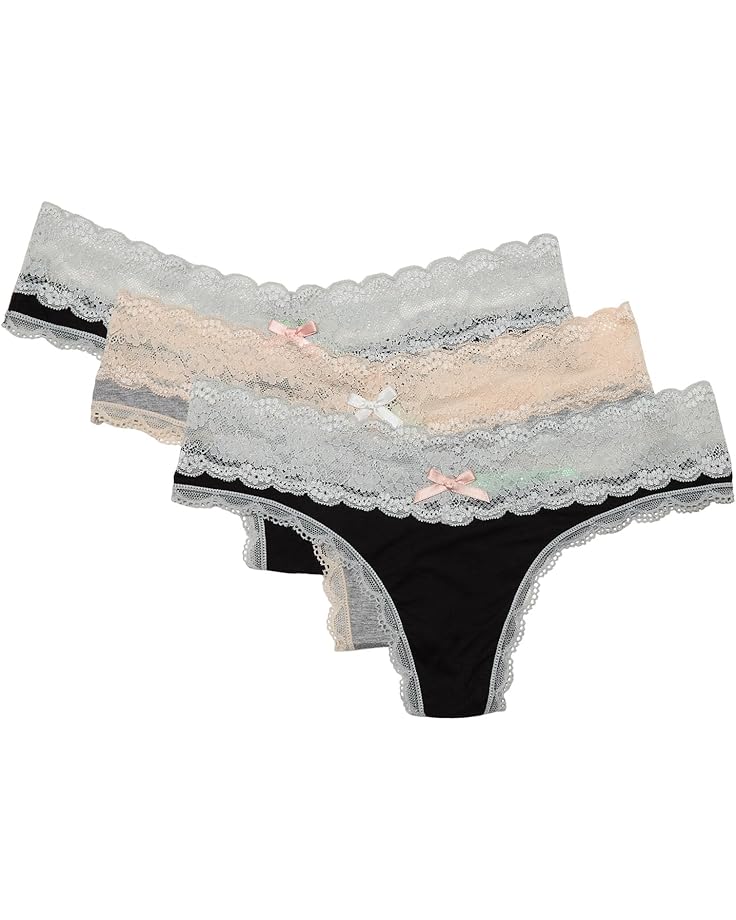 

Стринги Honeydew Intimates Ahna Thong 3-pack, цвет Black Silver/Heather Grey Seashell/Black Silver