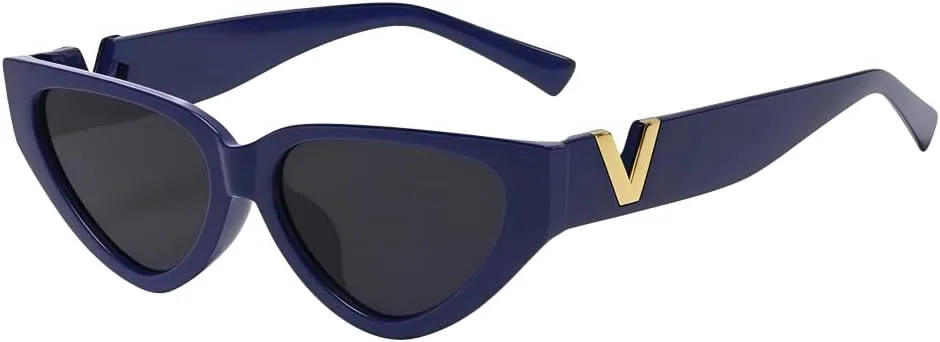 

Винтажные солнцезащитные очки «кошачий глаз» для женщин, ретро-треугольная оправа, модные солнцезащитные очки с защитой от УФ-излучения UV400 (синие) MAZNVISO, Blue