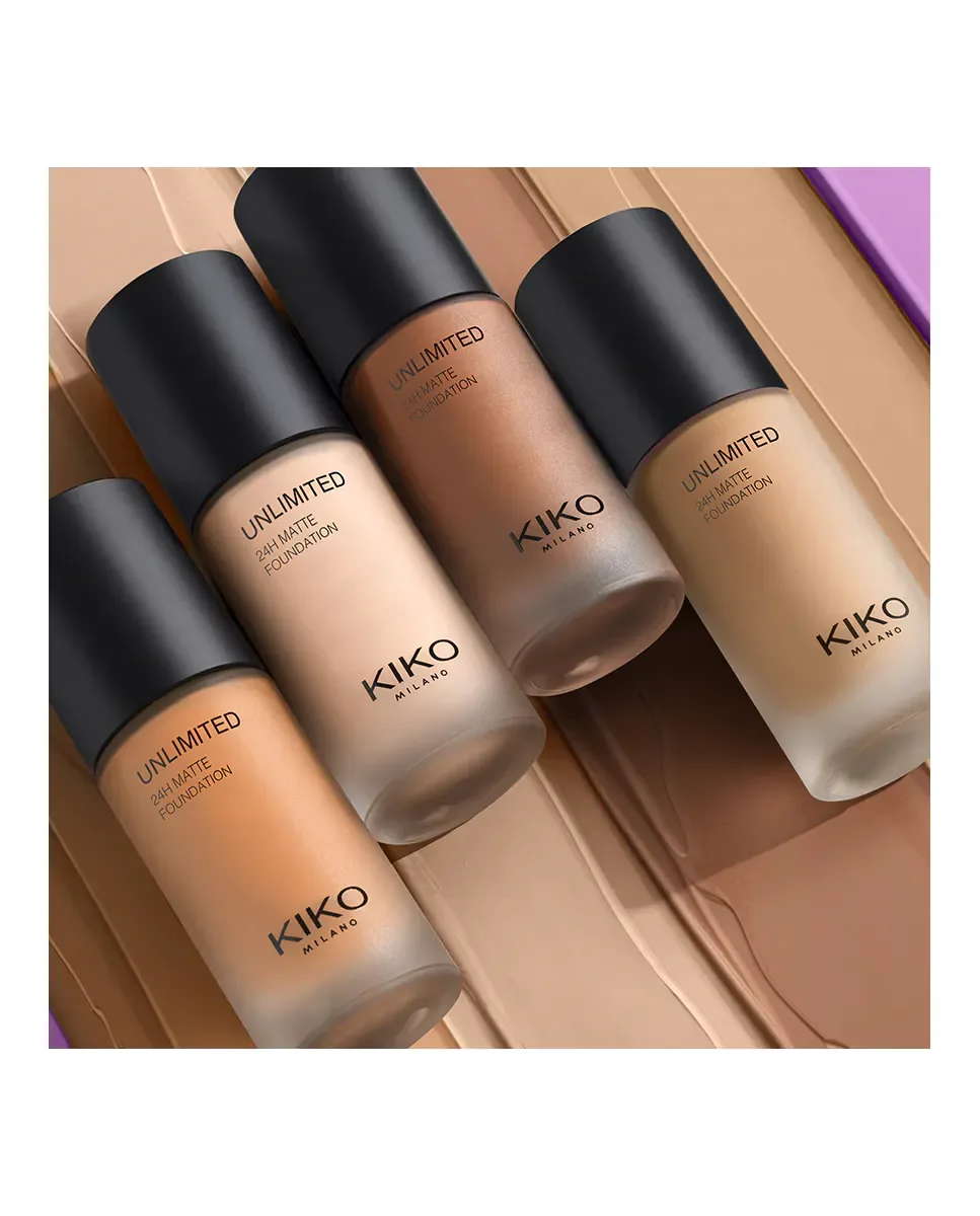 Матовая и жидкая основа для макияжа с длительностью до 24 часов Unlimited 24H Matte Foundation Kiko Milano, 2 Ng Neutral Gold — фото 3