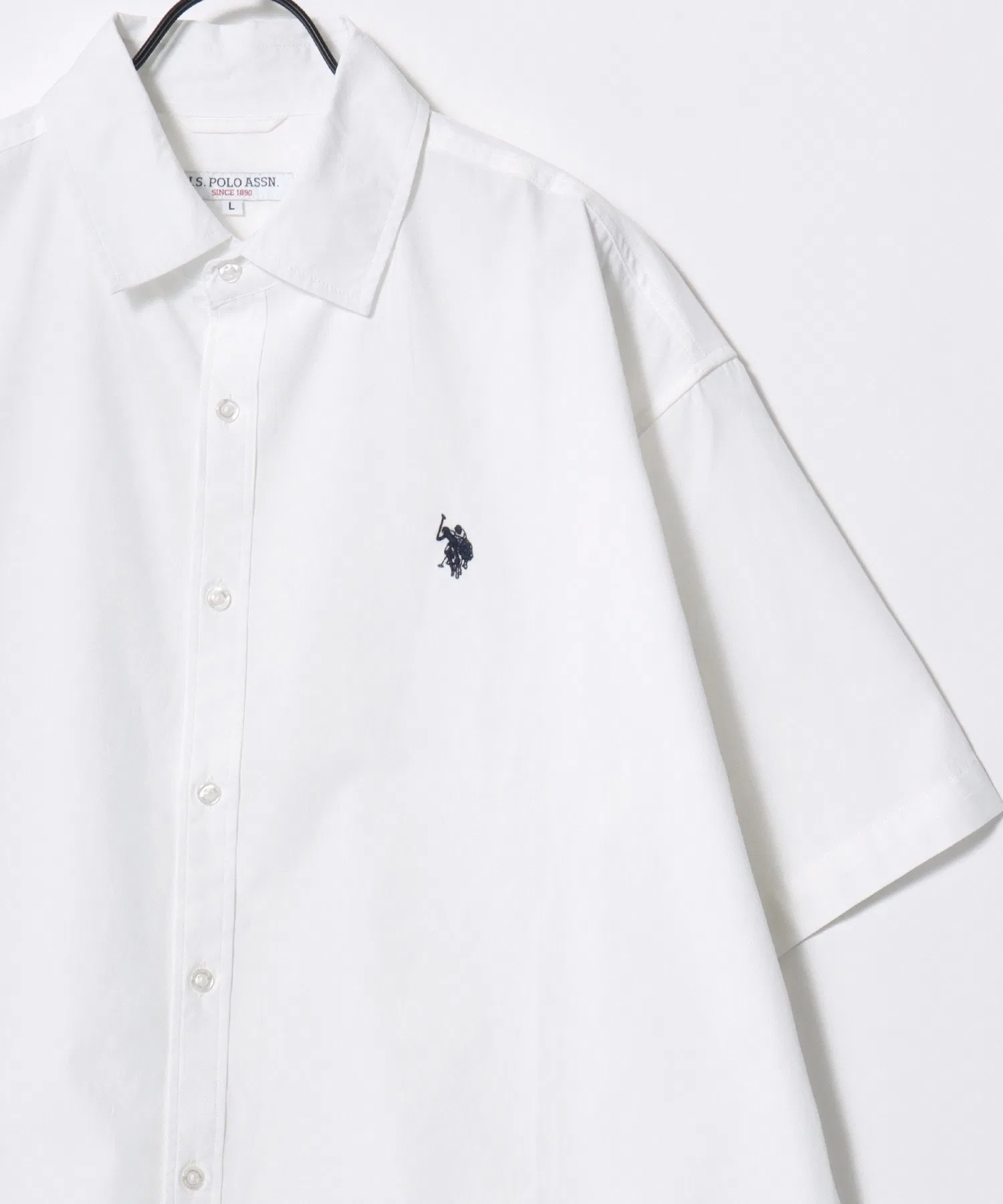 Унисекс рубашка U.S. POLO ASSN. Broad из хлопка с логотипом белая — фото 2