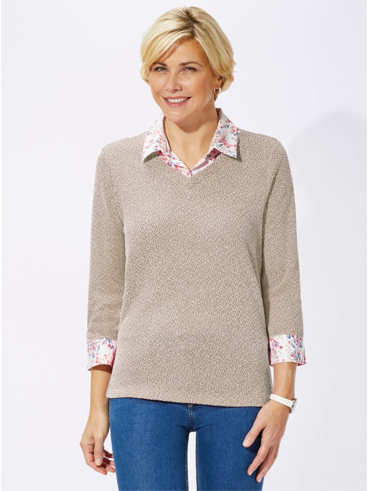 

WITT WEIDEN Футболка 2-в-1 песочного меланжевого цвета, Бежевый, WITT WEIDEN Футболка 2-в-1 песочного меланжевого цвета