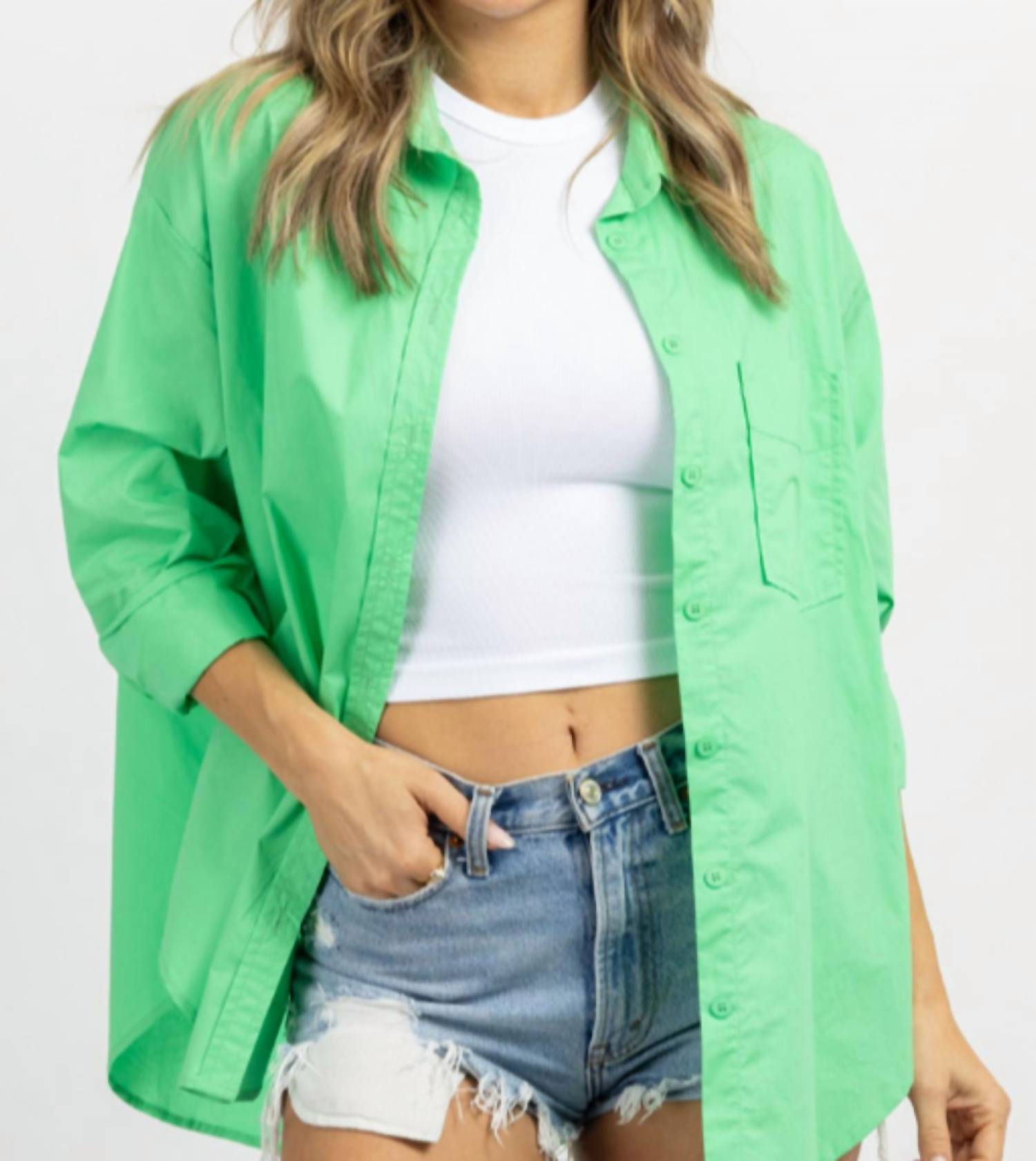 

Рубашка Kelly Relaxed Button Down зеленого цвета Mimosa