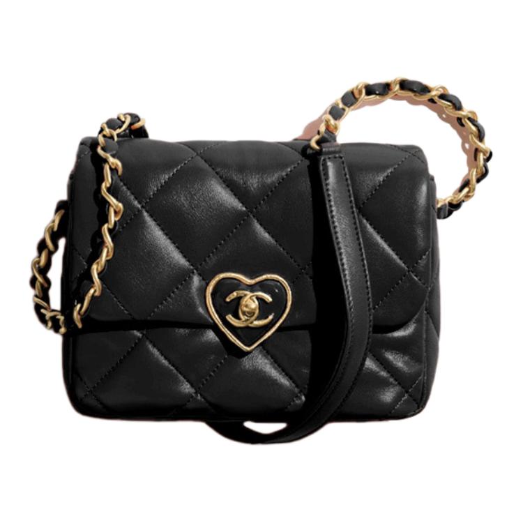 

CHANEL Кожаная сумка через плечо миниатюрная женская черная
