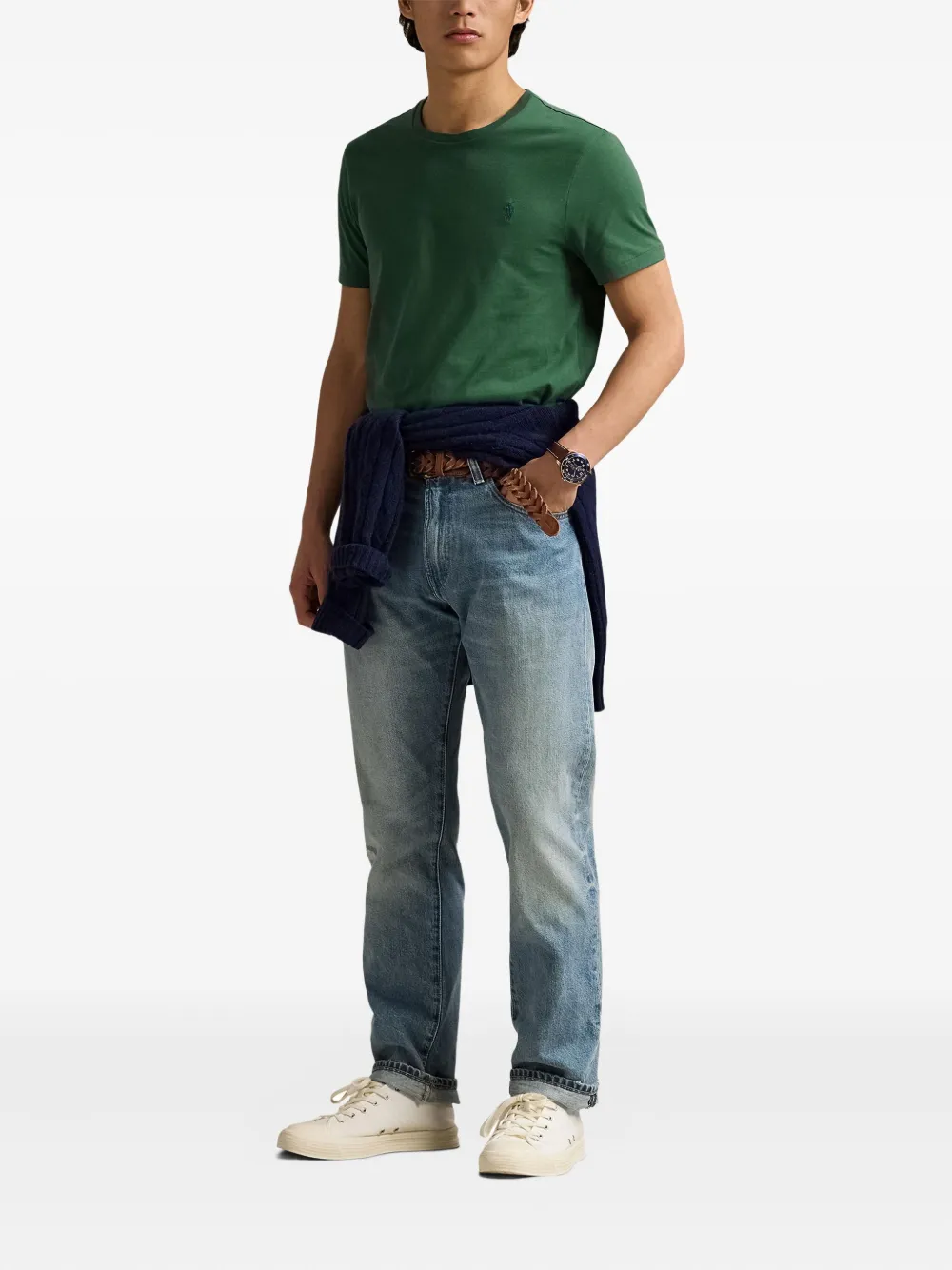 Футболка с вышивкой и круглым вырезом POLO RALPH LAUREN, зеленый — фото 2