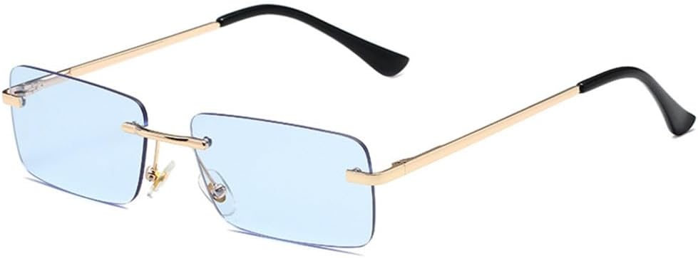 

Маленькие солнцезащитные очки без оправы для женщин и мужчин, винтажные солнцезащитные очки, разноцветные прямоугольные очки с защитой от УФ-излучения UV400 LANGSER, 4