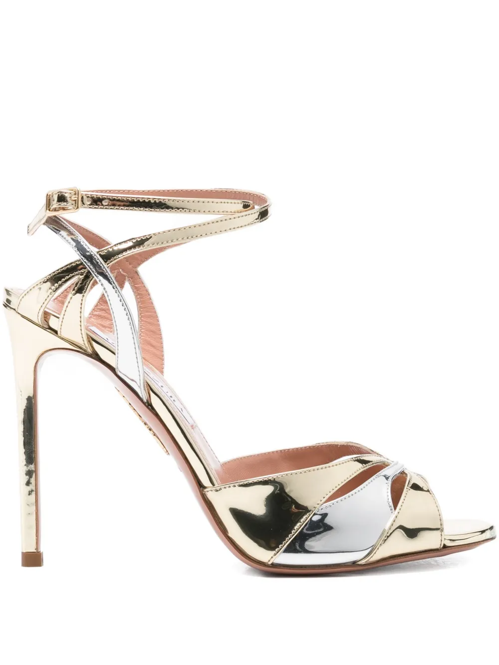 Босоножки с эффектом металлик Aquazzura, золотой