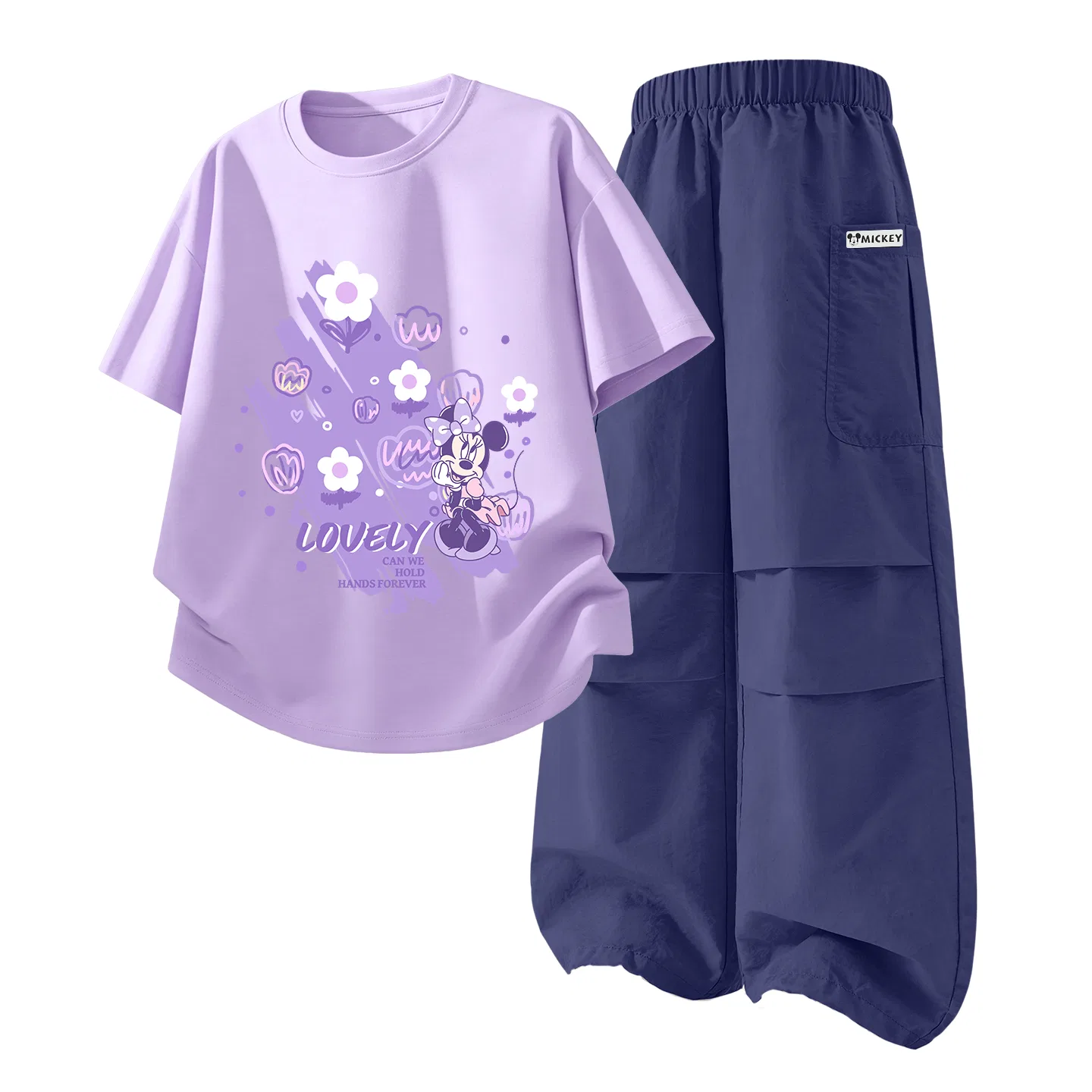 Детский спортивный костюм Disney Di Bubble Flower Taro Purple+Di HU Long Hook-and-Loop Sea Mist Purple