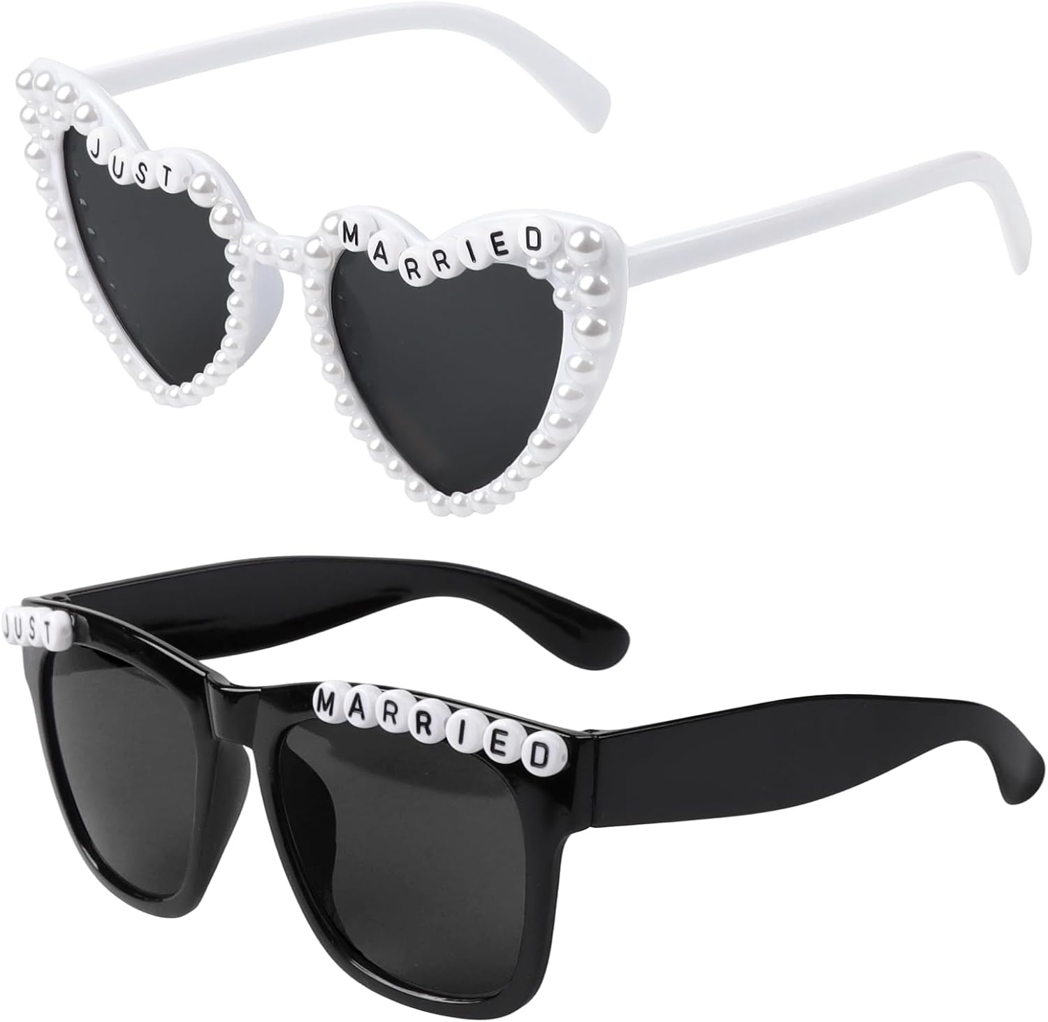 

Украшения для молодоженов: винтажные жемчужные солнцезащитные очки для невесты и жениха, свадебные аксессуары, украшения для свадебной вечеринки, аксессуары для медового месяца (белые, черные) loghohu, Black,white