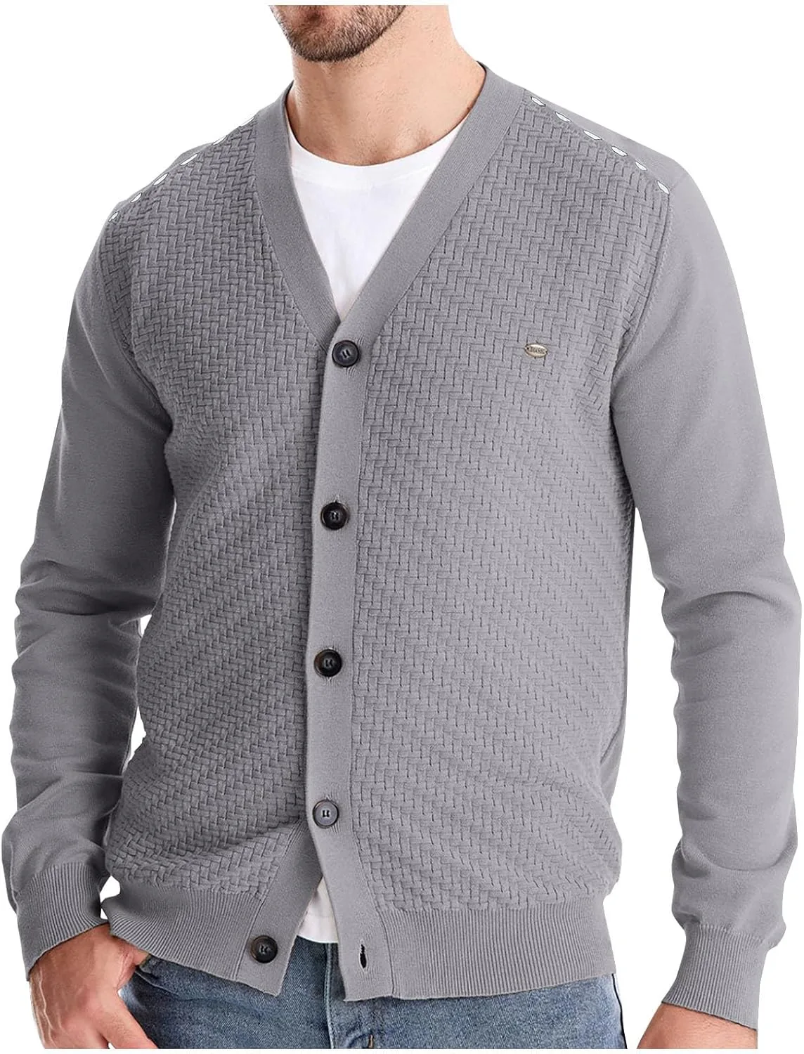 

Кардиган для мужчин с воротником стойкой и карманами AQAYL