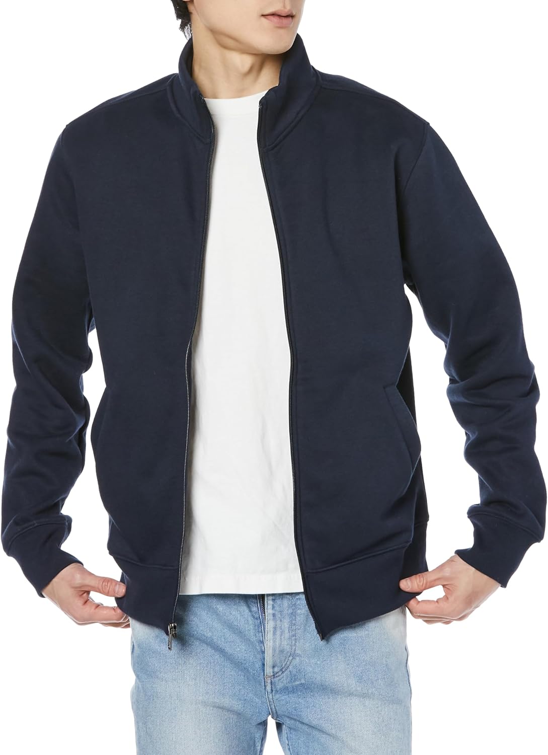 

Мужская флисовая толстовка Amazon Essentials с воротником-стойкой на молнии, темно-синий