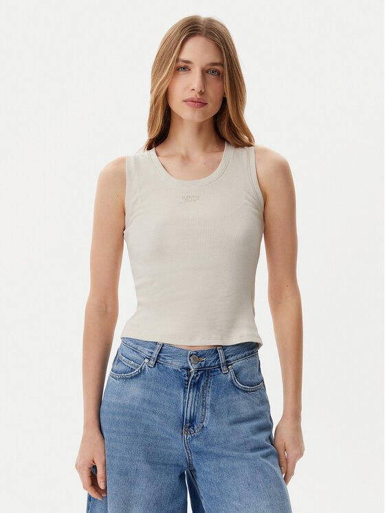 

Топ облегающего кроя DW0DW21369 Tommy Jeans, бежевый