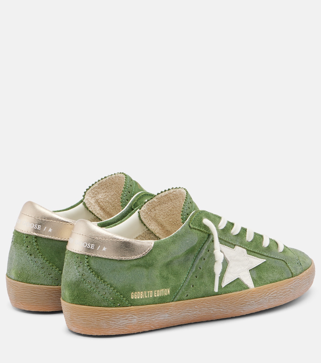 Супер Стар замшевые кроссовки Golden Goose, Green/White/Platinum — фото 2