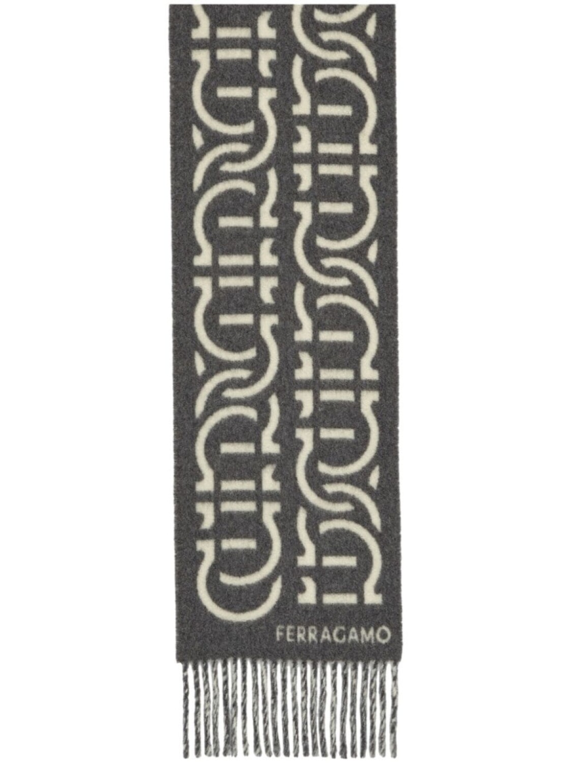 

Ferragamo жаккардовый шарф с узором Gancini, белый