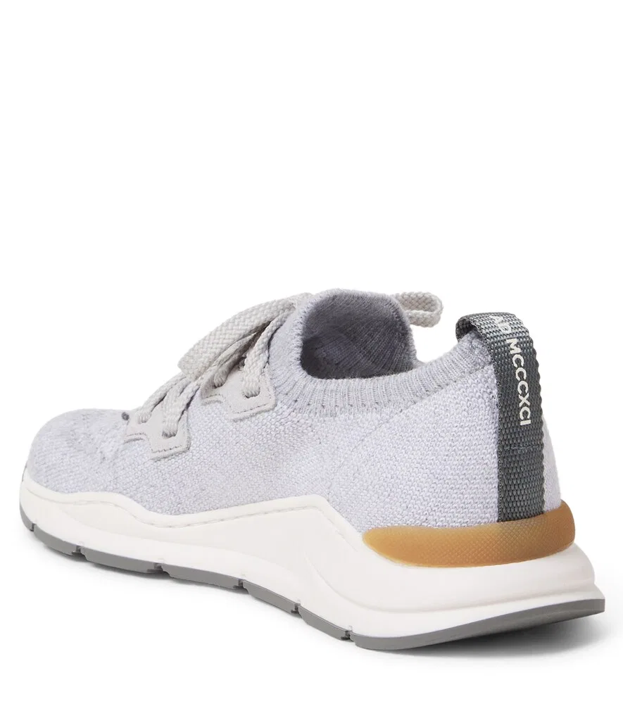 Вязаные кроссовки Brunello Cucinelli Kids, серый — фото 3