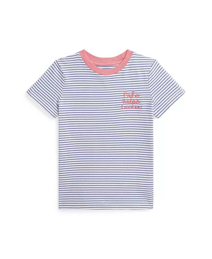 

Футболка с полосками и логотипом для девочек Toddler и Little Girls Polo Ralph Lauren, мультиколор