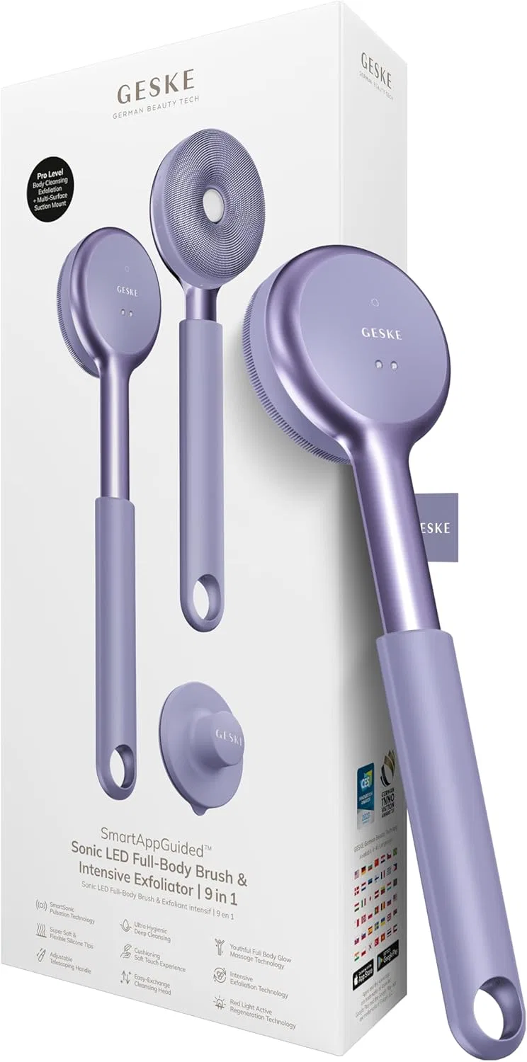 Электрическая щетка-эксфолиатор «Sonic LED Full Body Brush & Intensive Exfoliator» от GESKE Geske, Purple