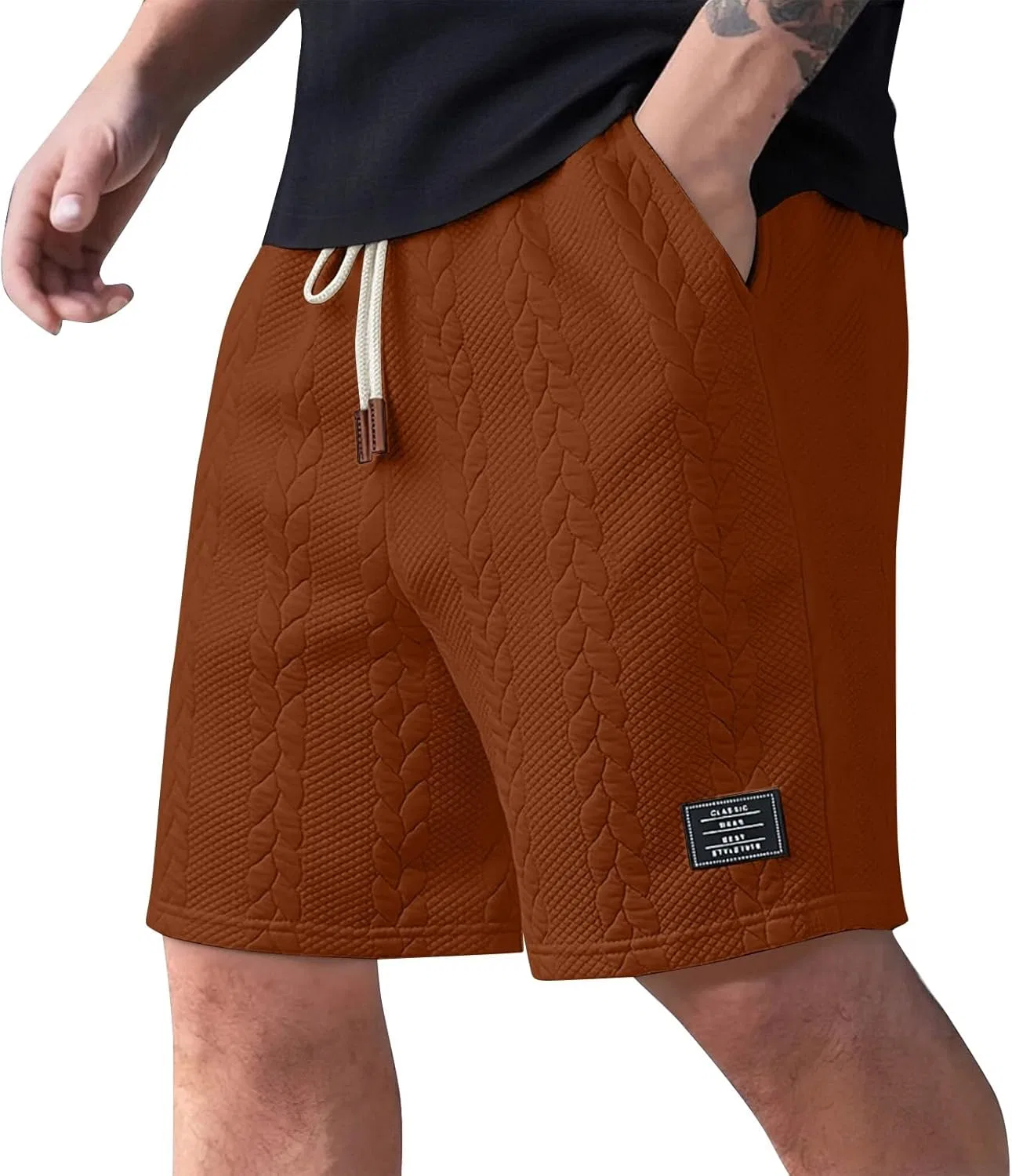 Шорты мужские, вафельный трикотаж, C-light Brown