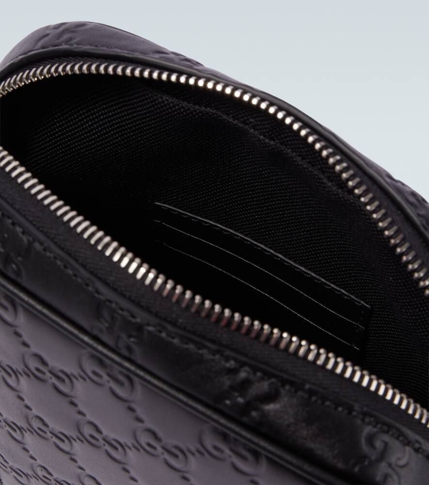 Маленькая кожаная сумка GG через плечо Gucci, Blk/Blk/Blk/Vrv — фото 4