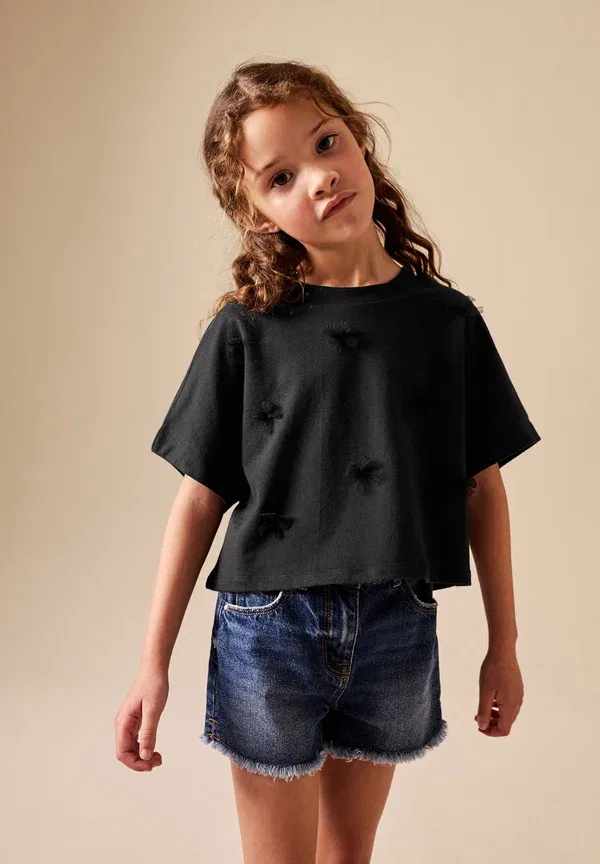 Футболка Regular fit Next, boxy bows basic t-shirt, черный — фото 2